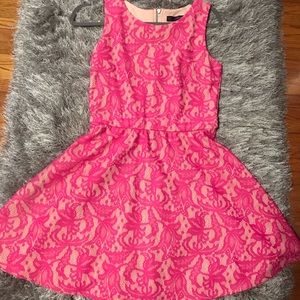 Lace Pink/Cream Fit & Flare Dress